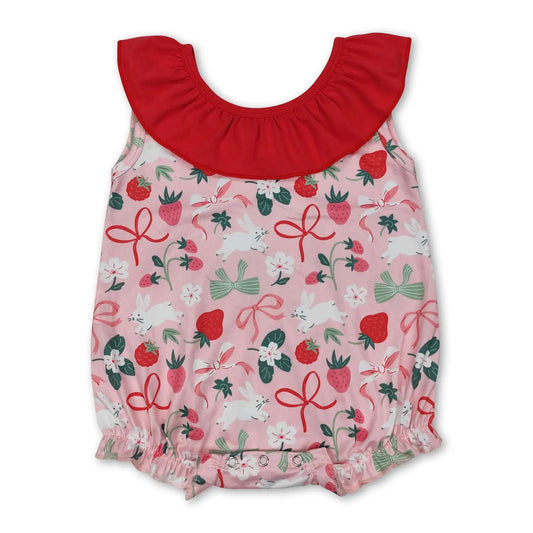 Strawberry Bunny Floral Romper