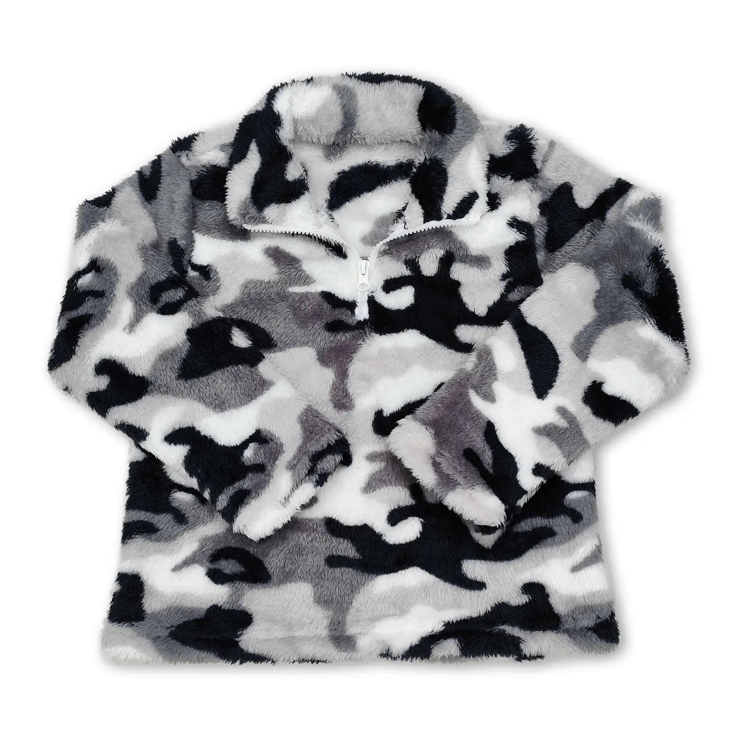 Gray Camo Fuzzy 1/4 Zip