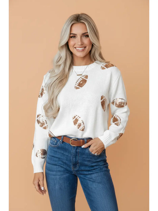 Sequin Football Long Sleeve Top