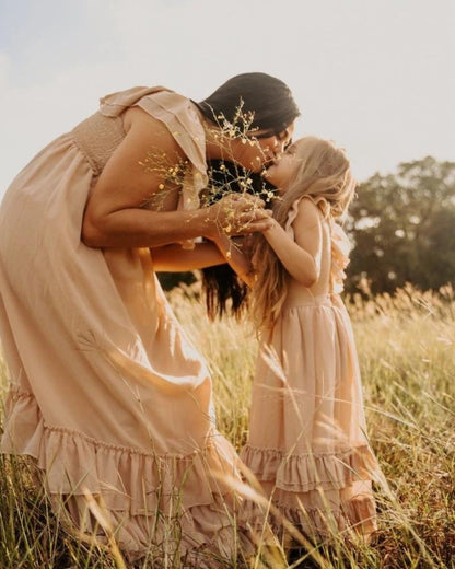 Champagne Ruffle Maxi Dress