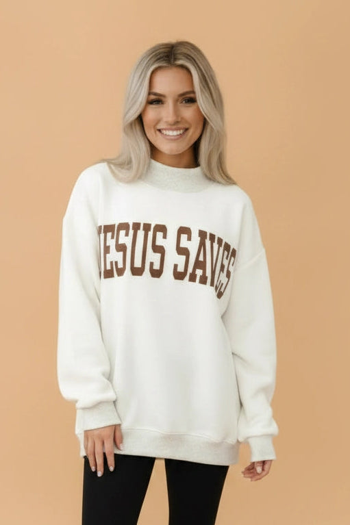 Reversible Jesus Saves Mock Neck