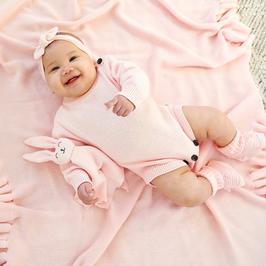 Baby Pink Knit Bunny Lovey