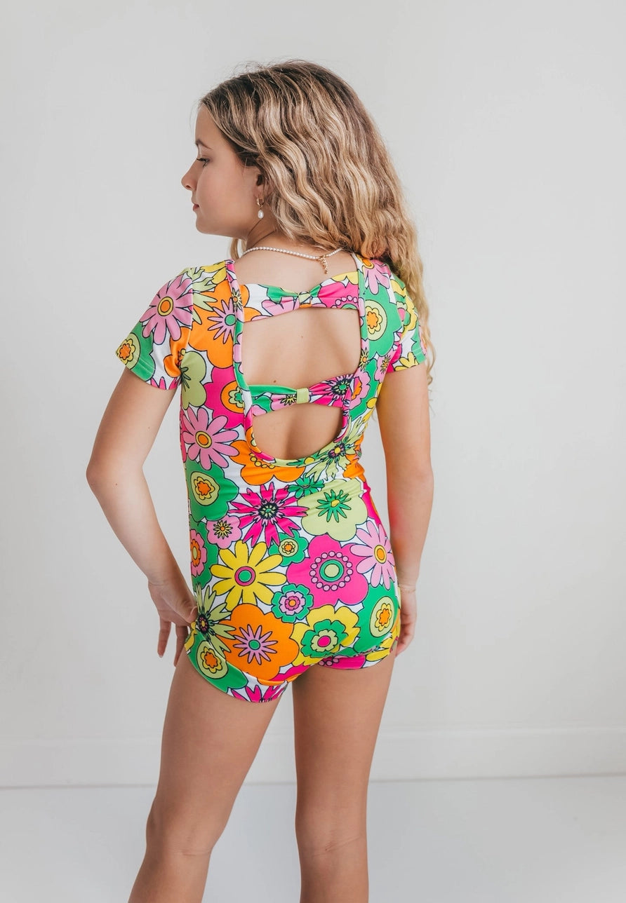 Bright Neon Floral Leotard