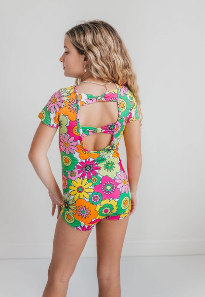 Bright Neon Floral Leotard