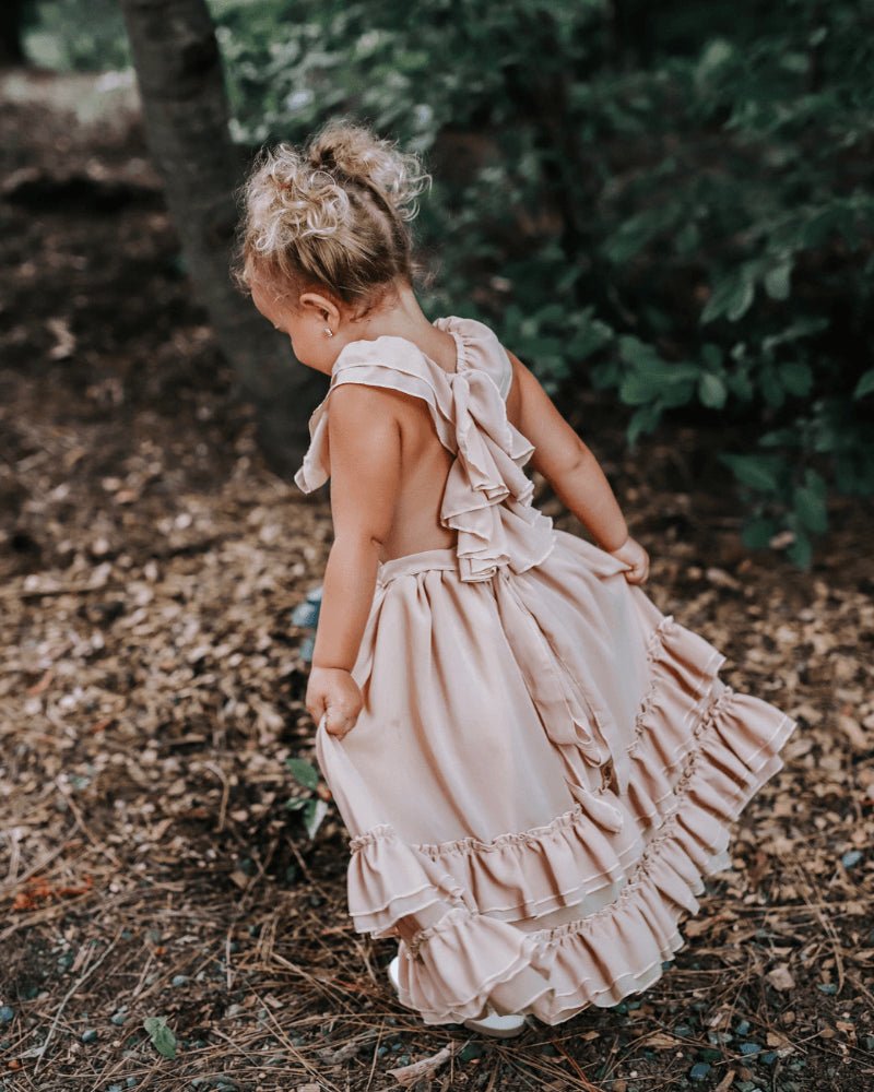 Champagne Ruffle Maxi Dress