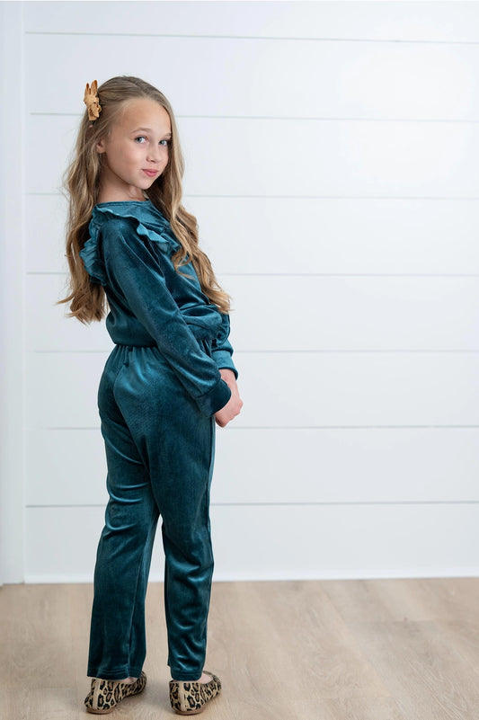 Teal Velvet Holiday Pant Set