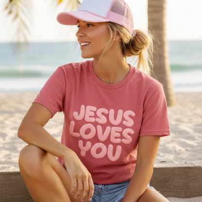 Jesus Loves You Puff Print T-Shirt