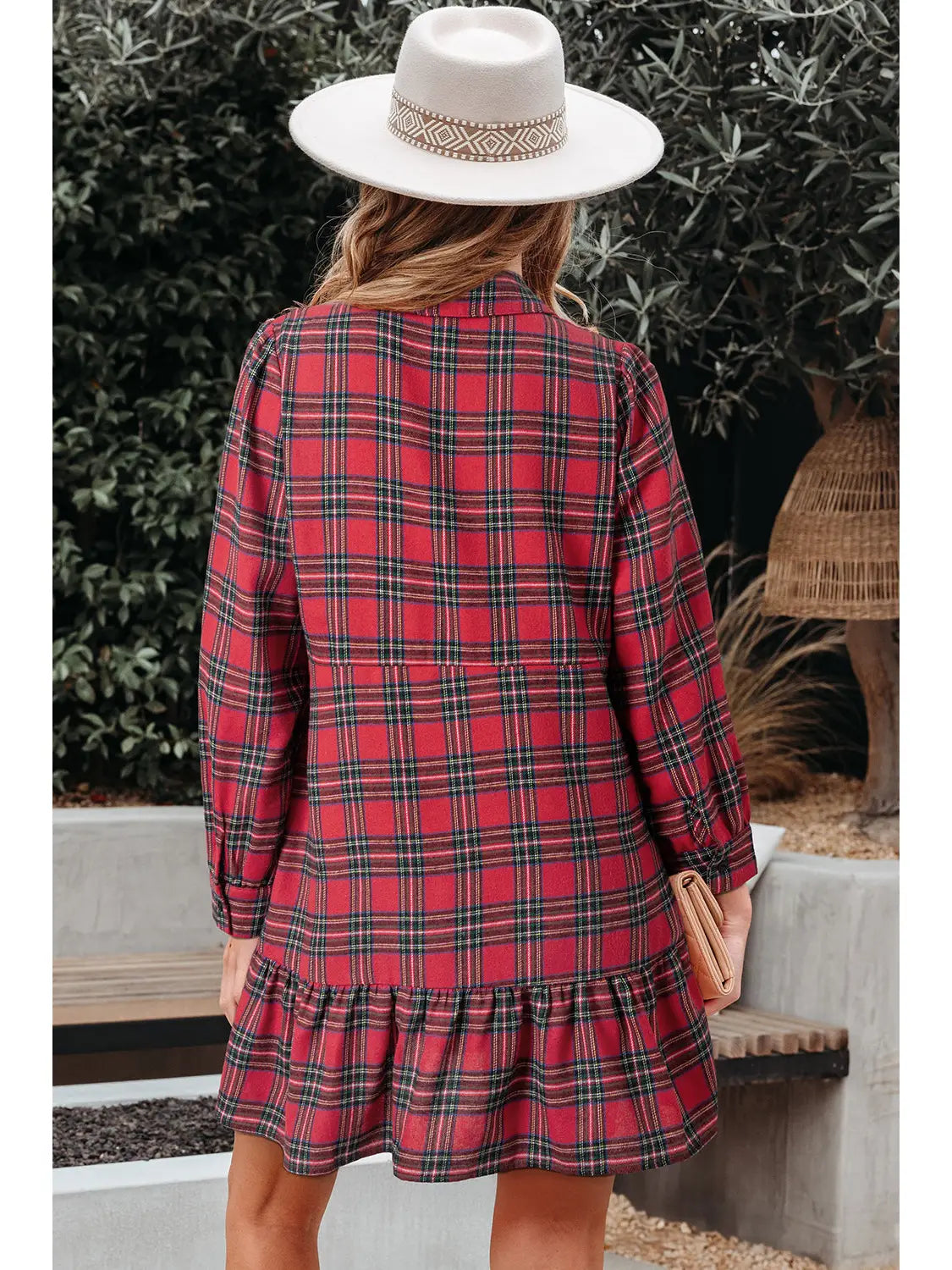 Plaid Ruffle Hem Dress