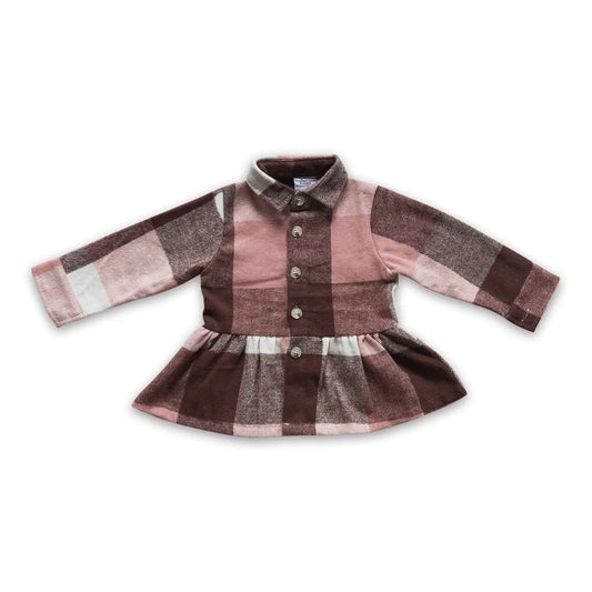 Pink Plaid Peplum Flannel