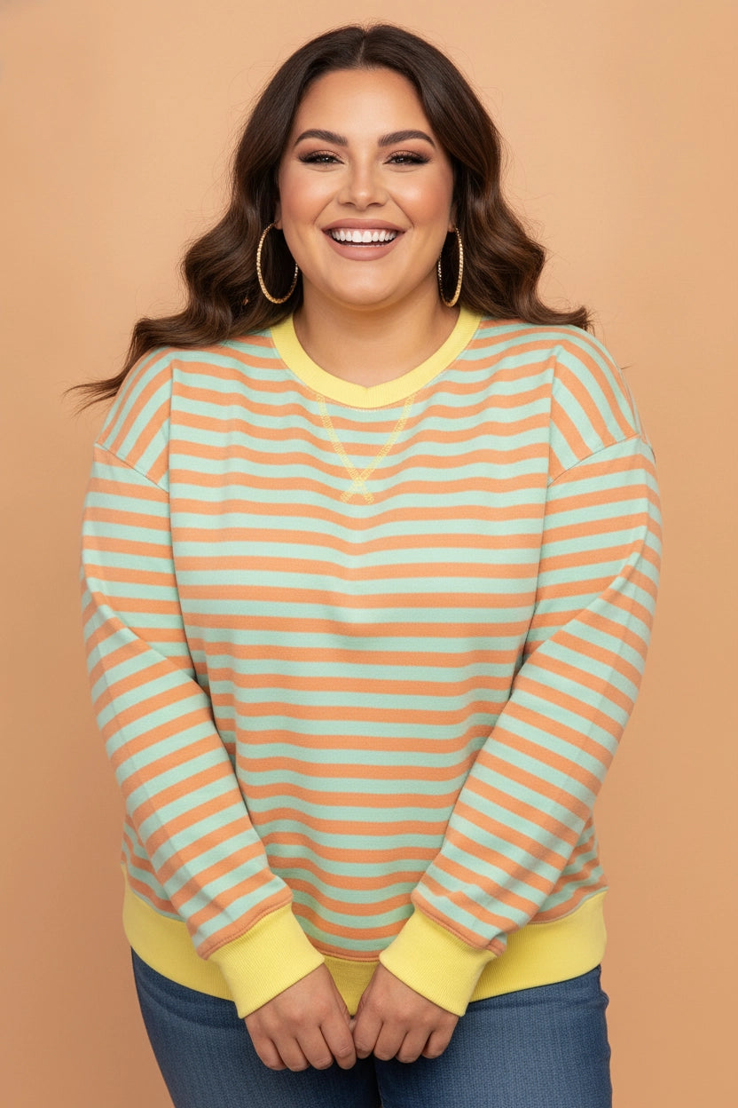 Orange Stripe Tunic Sweatshirt - Curvy