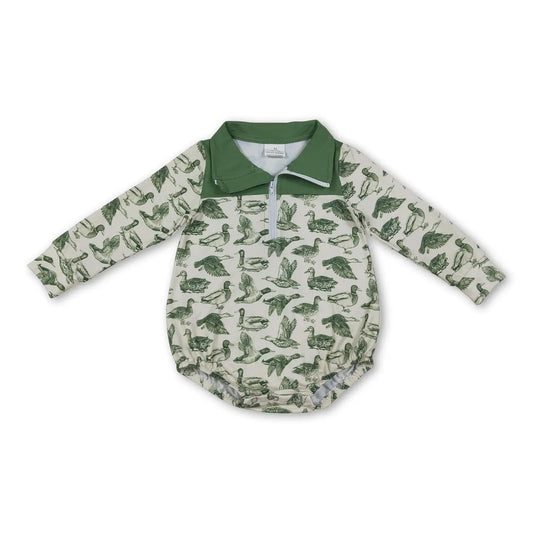 Green Collared Ducks Bubble Romper