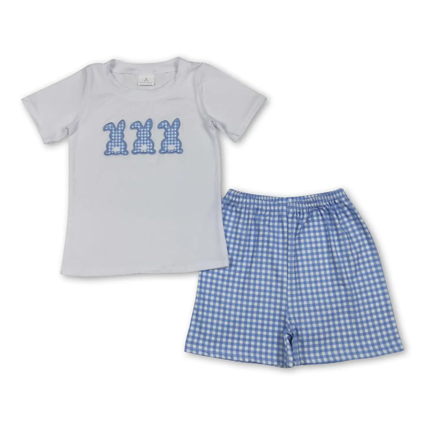 Blue Gingham Bunny Tee & Shorts