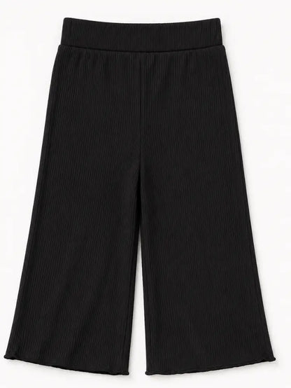 Black Ribbed Wide Leg Pants