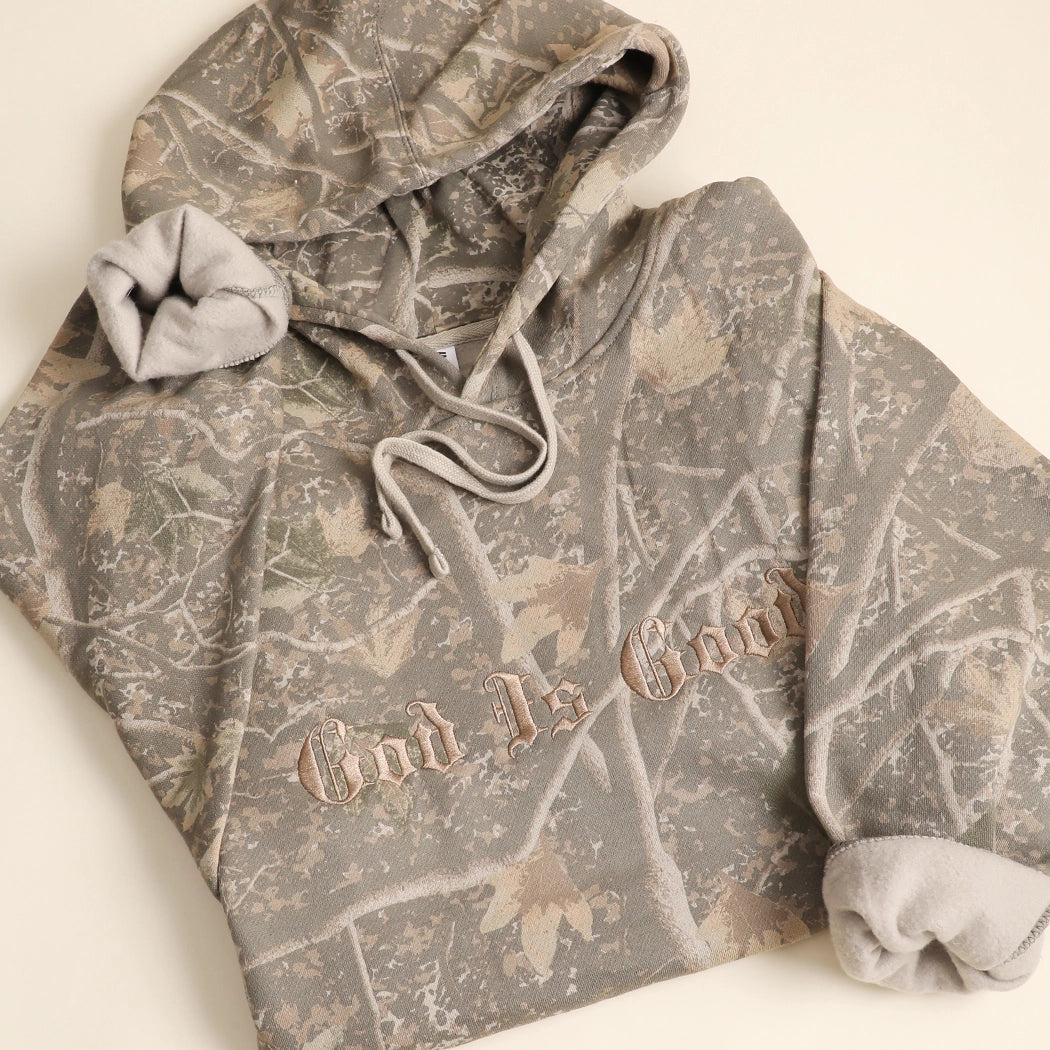 God is Good Embroidered Camo Hoodie