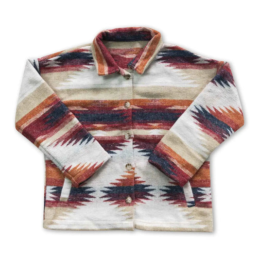 Orange Aztec Western Shacket