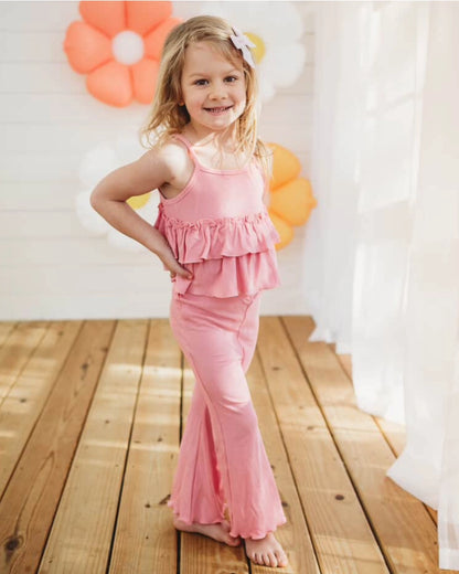 Rosie Pink Ruffle Tank Two-Piece Set