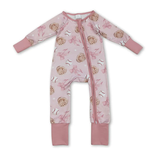 Pink Bows Baseball Zippie