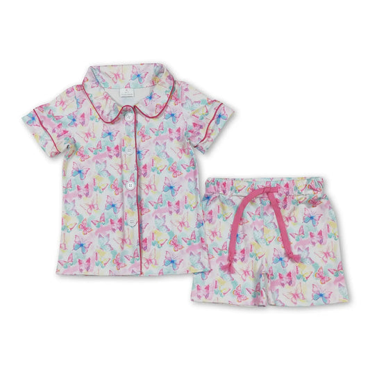 Pastel Butterflies Button Down PJs
