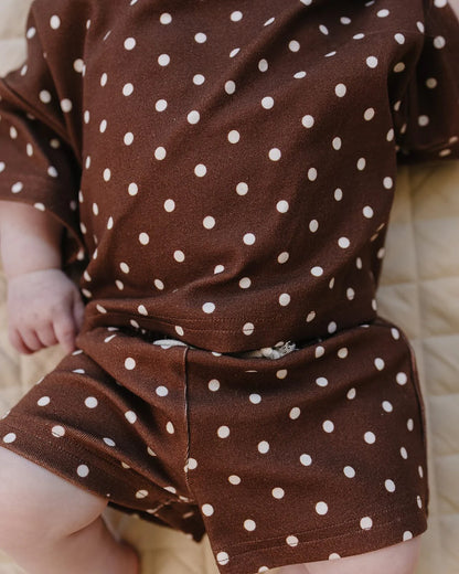 Brown Polka Dot Shorts Set